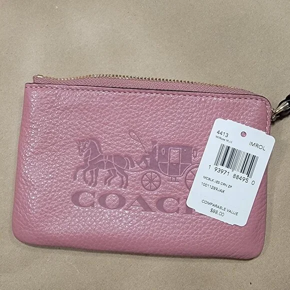 Coach Meadow Rose Pebbled Leather Corner Zip Wristlet NEW with Tag - Picture 5 of 6